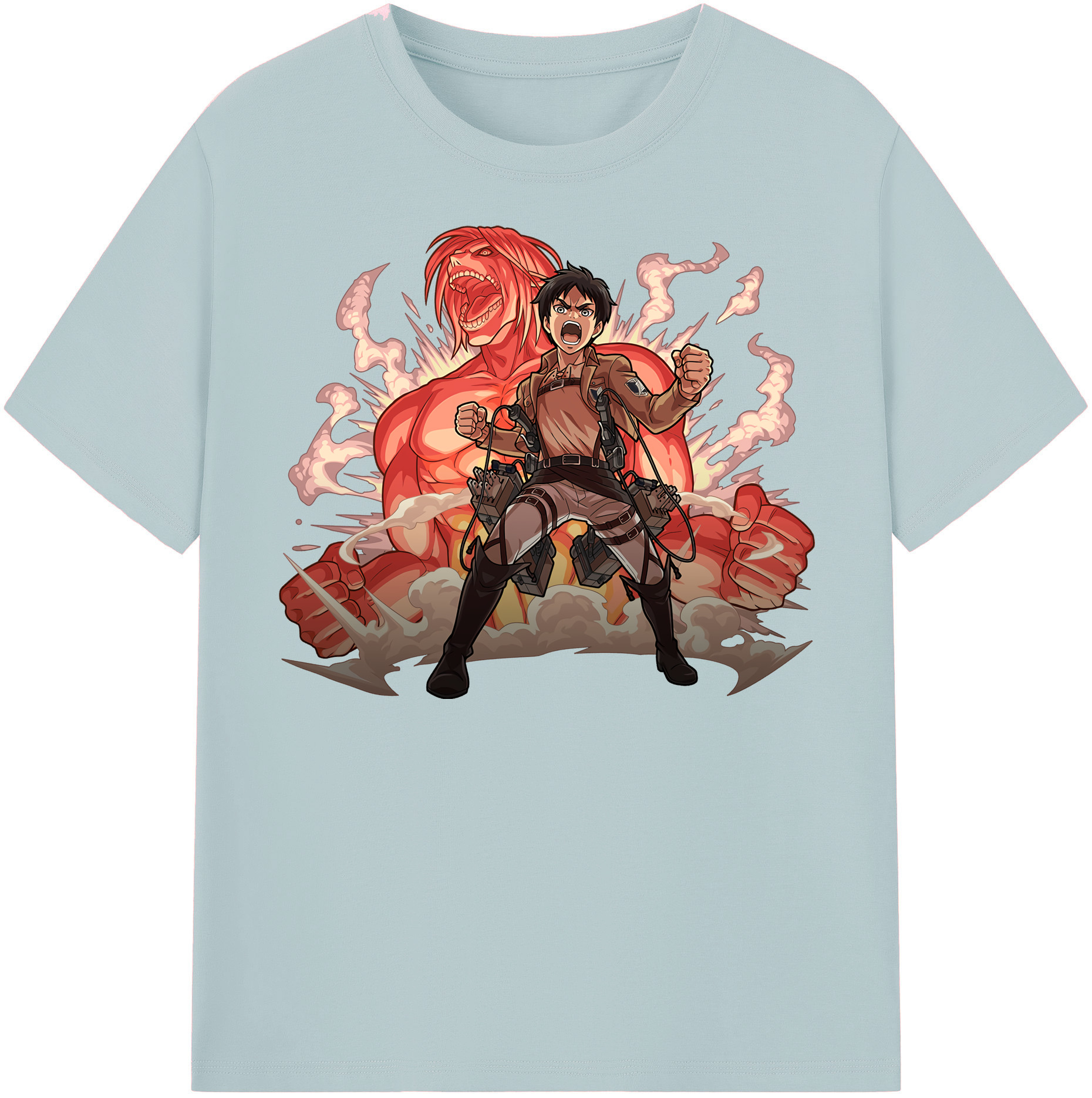 （画像用） 進撃の巨人 エレン･イェーガー Attack on Titan Eren Jäger 綿100％半袖Tシャツ（フロントプリント）